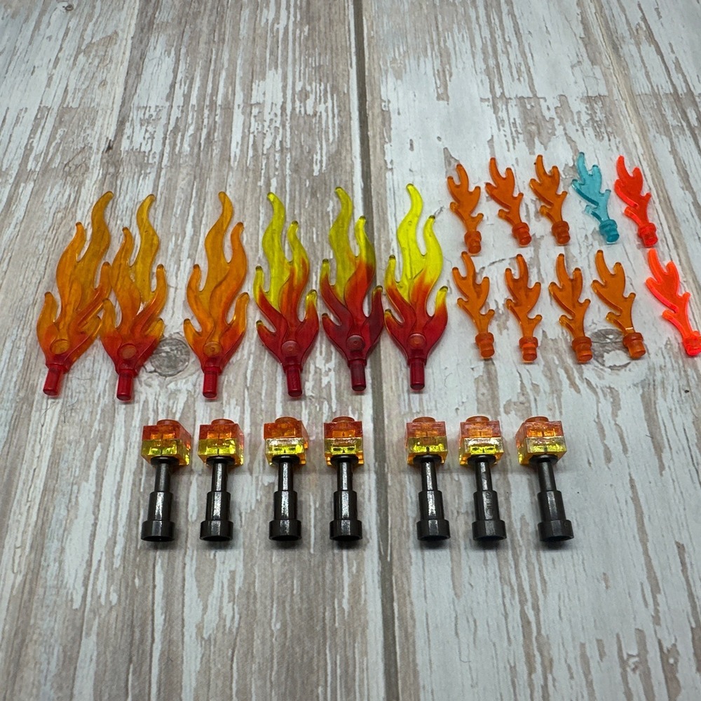 Lego Parts - Translucent Red, Yellow, Orange & Blue Flame Parts‎ & Torches Lot